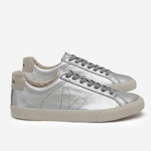 VEJA Esplar Silver Metallic Lace Up Leather Low Top Sneaker Size 6